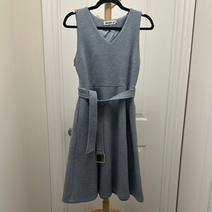 [WOMEN] Full Wool Midi Blue Dress with Satin Fill Interior